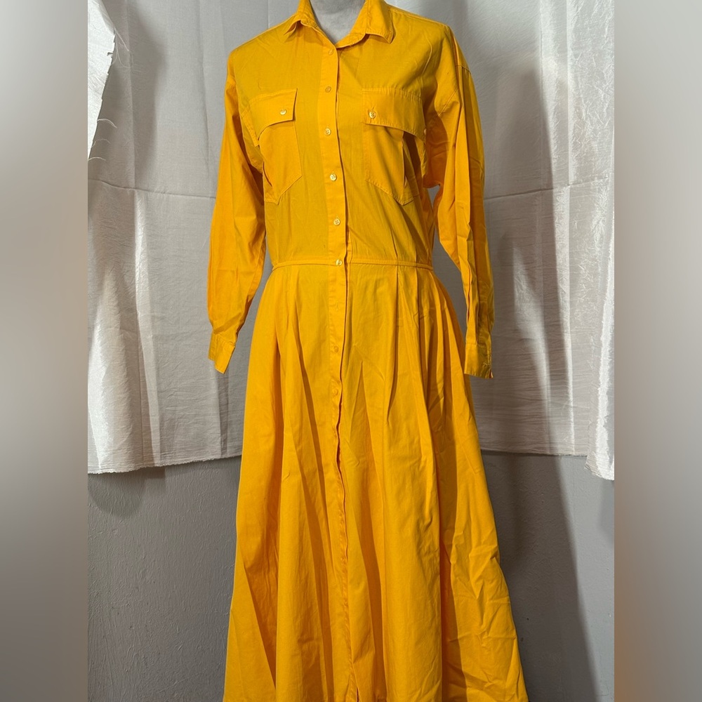 Vintage 80’s Alain Toussaint Yellow Shirt Dress Size 8